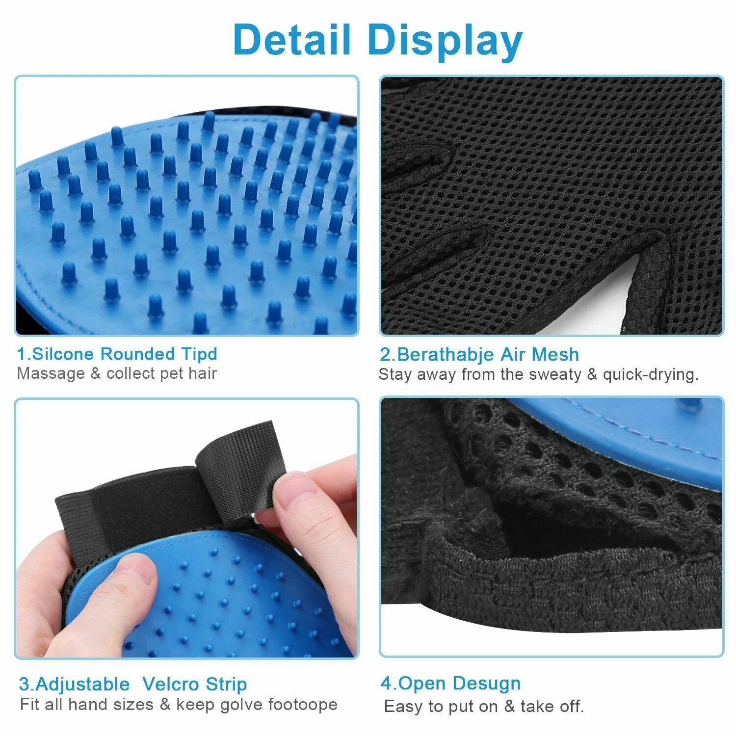 Pet Dog Cat Bath Gloves Grooming Washing Massage Fur Hair Soft Cleaning Brush US