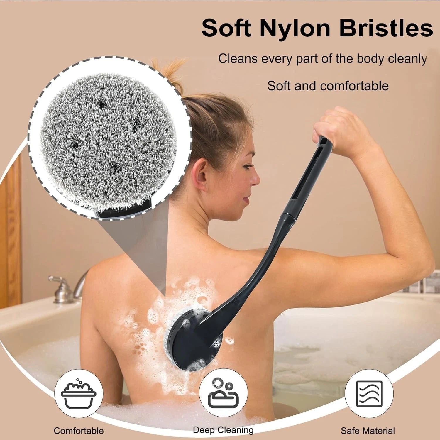 20.5" Back Scrubber Bath Brush with Long Handle for Shower