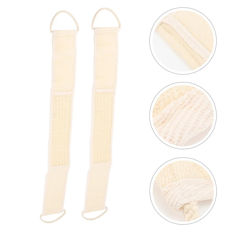 2Pcs Long Body Scrubber Back Cleaning Bath Strap Exfoliating Bath Body Brush