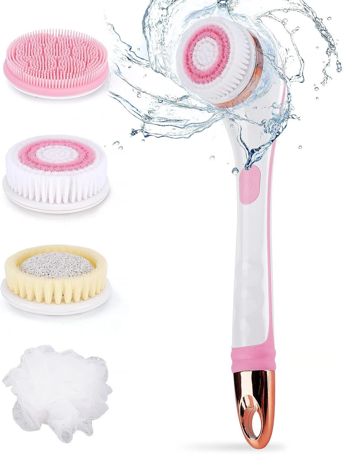 Electric Body Brush for Exfoliating and Massage, Long Handle Electric Bath Brush