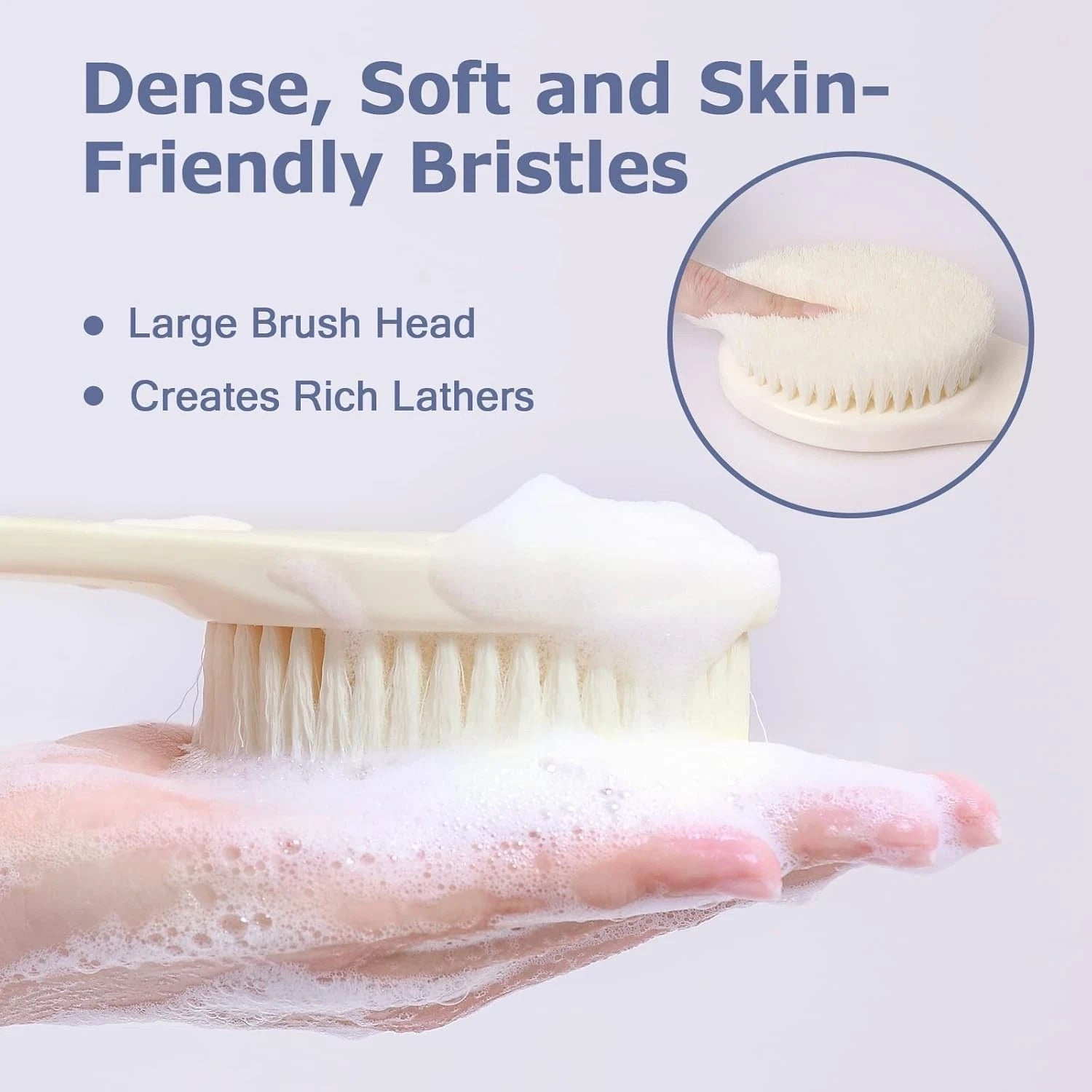 Body Brush Back Scrubber, 17 in Never Mold Back Brush Long Handle for Shower, Ex