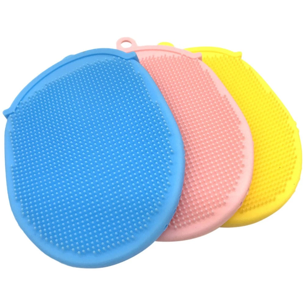 3 Pcs Bath Brush Double-sided Body Scrubbers Silicone Exfoliating