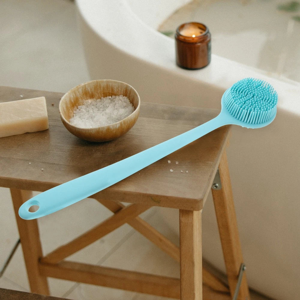Long Handle Bath Brush Silicone Shower Scrubber Back Body for The