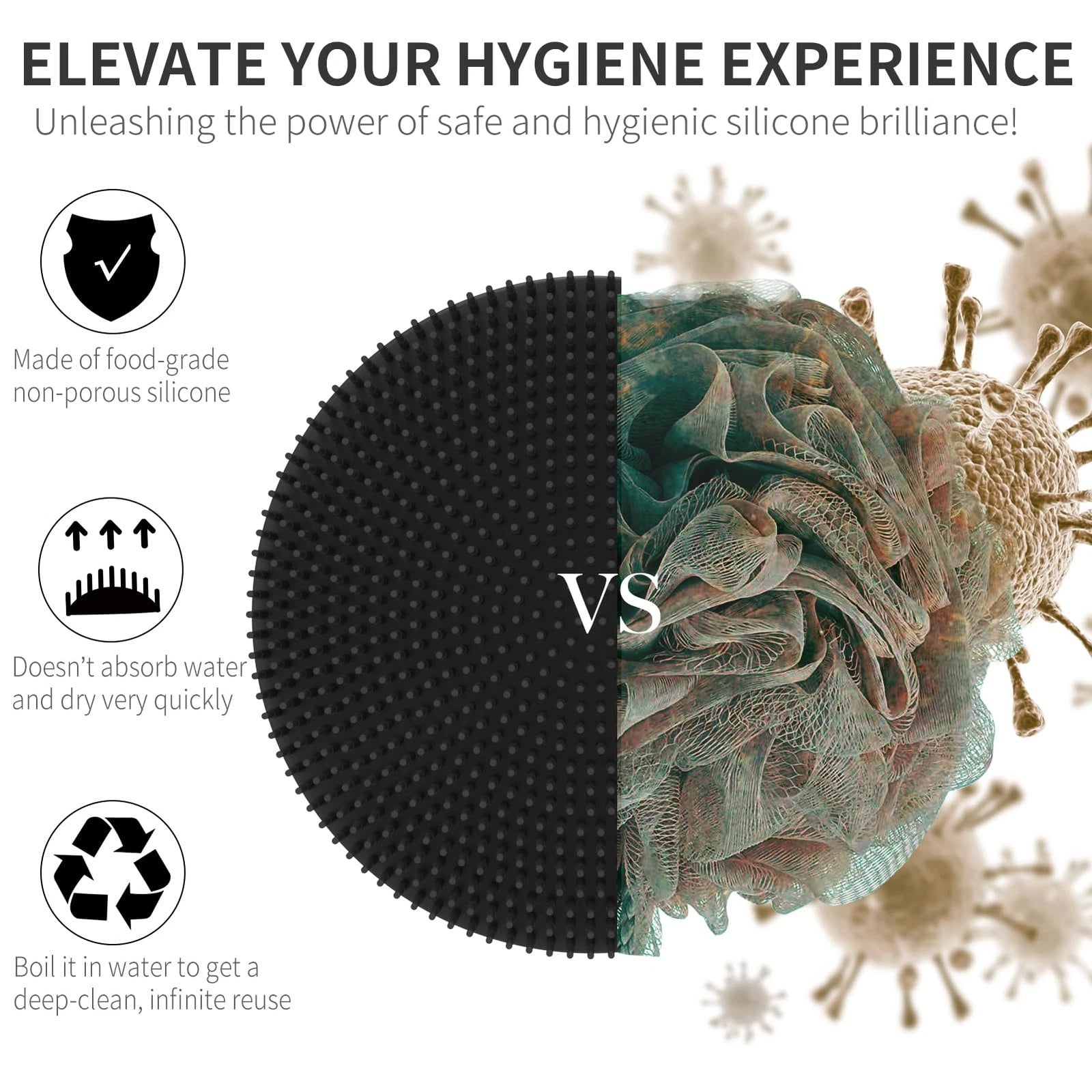 Silicone Body Scrubber, Shower Bath Scrubber, More Hygienic Than Traditional ...