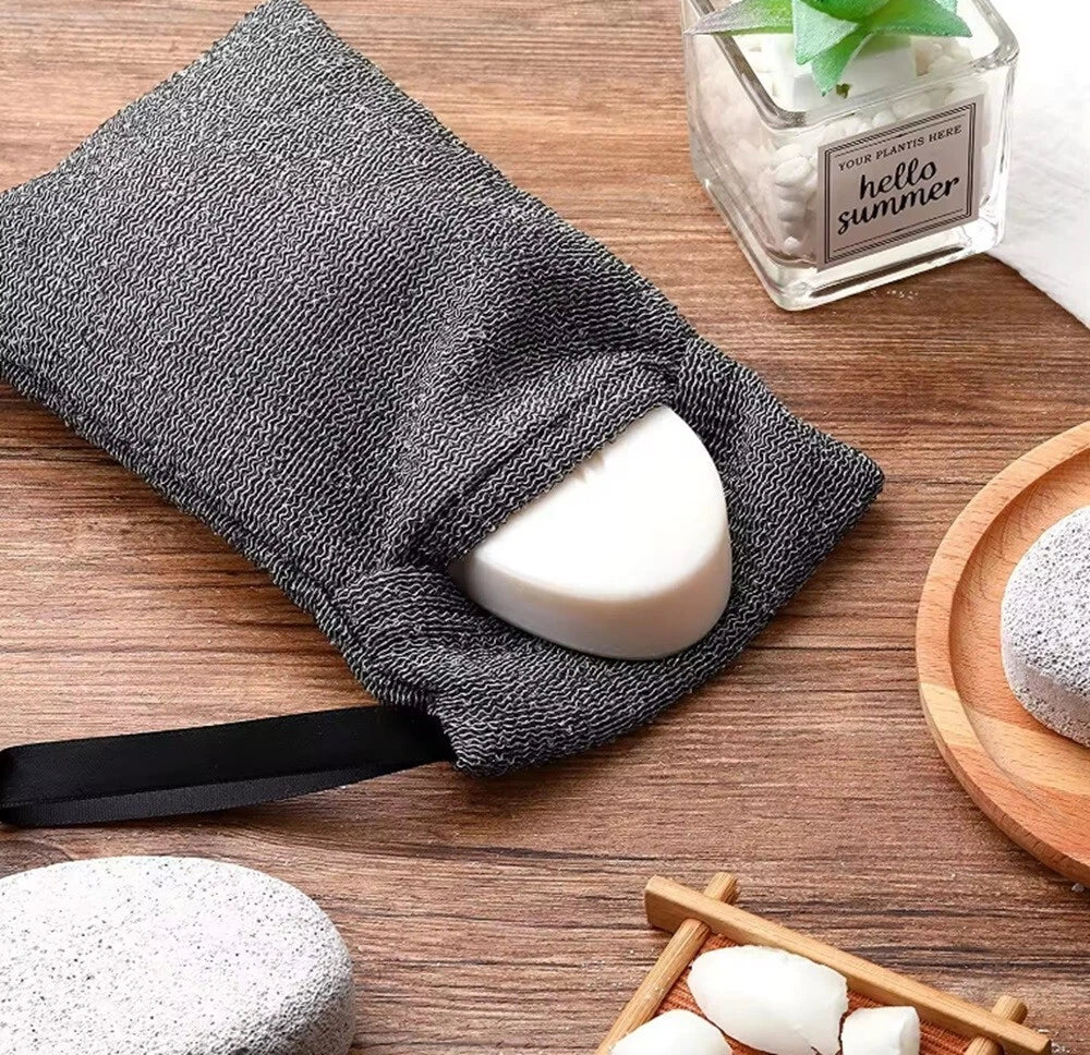 2-Pack Exfoliating Soap Pouch & Saver Pocket – Body Scrubber Shower Sponge Bags