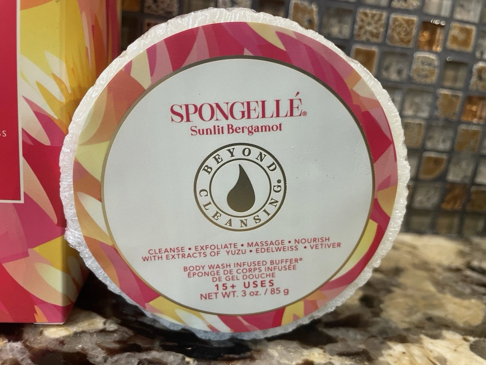 Spongelle Set 3 Body Wash Infused Buffer Sunlit Bergmot Pear Blossom Tonka Rose
