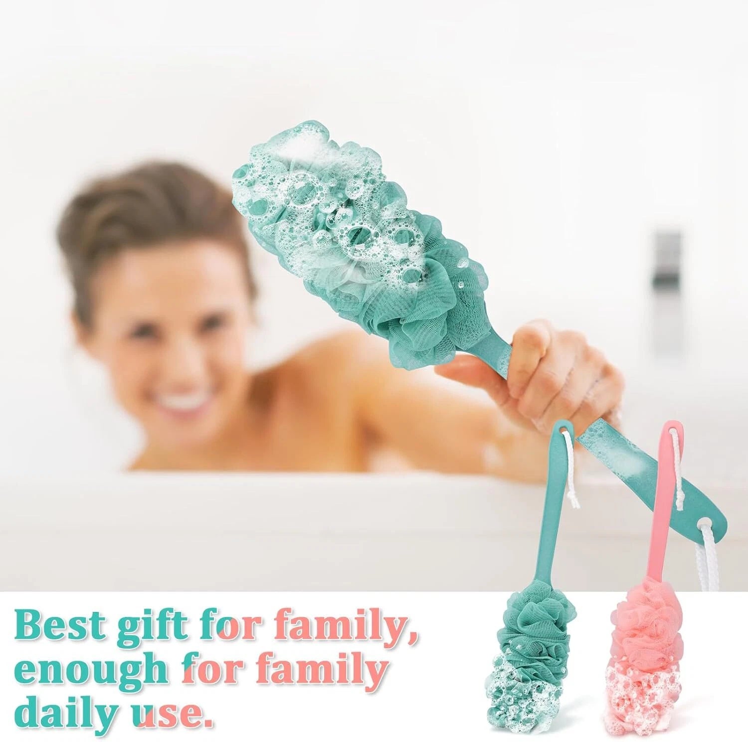 Bath Loofah Sponge Brush Shower Long Handle Back Scrubber Bathing Accessories