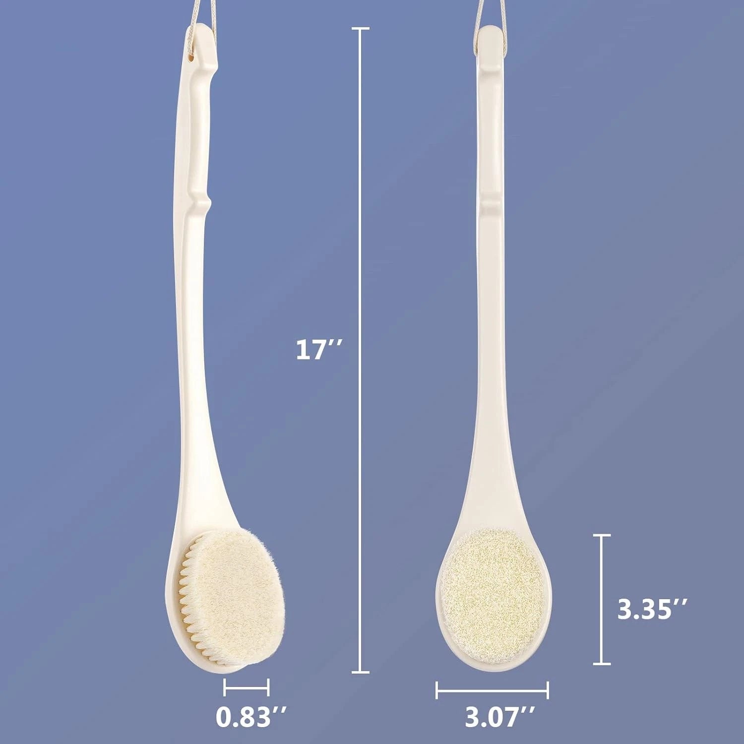 Body Brush Back Scrubber, 17 in Never Mold Back Brush Long Handle for Shower, Ex