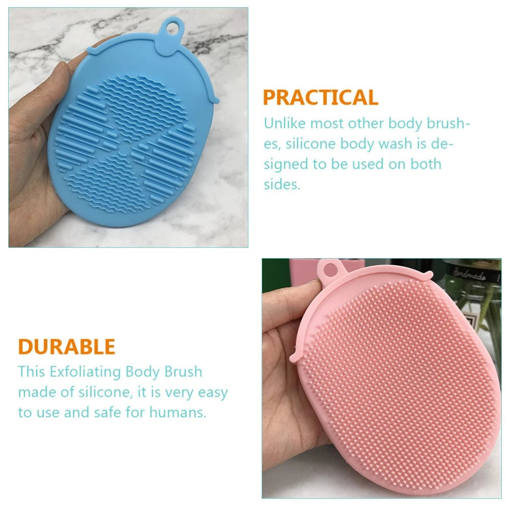 3 Pcs Bath Brush Double-sided Body Scrubbers Silicone Exfoliating