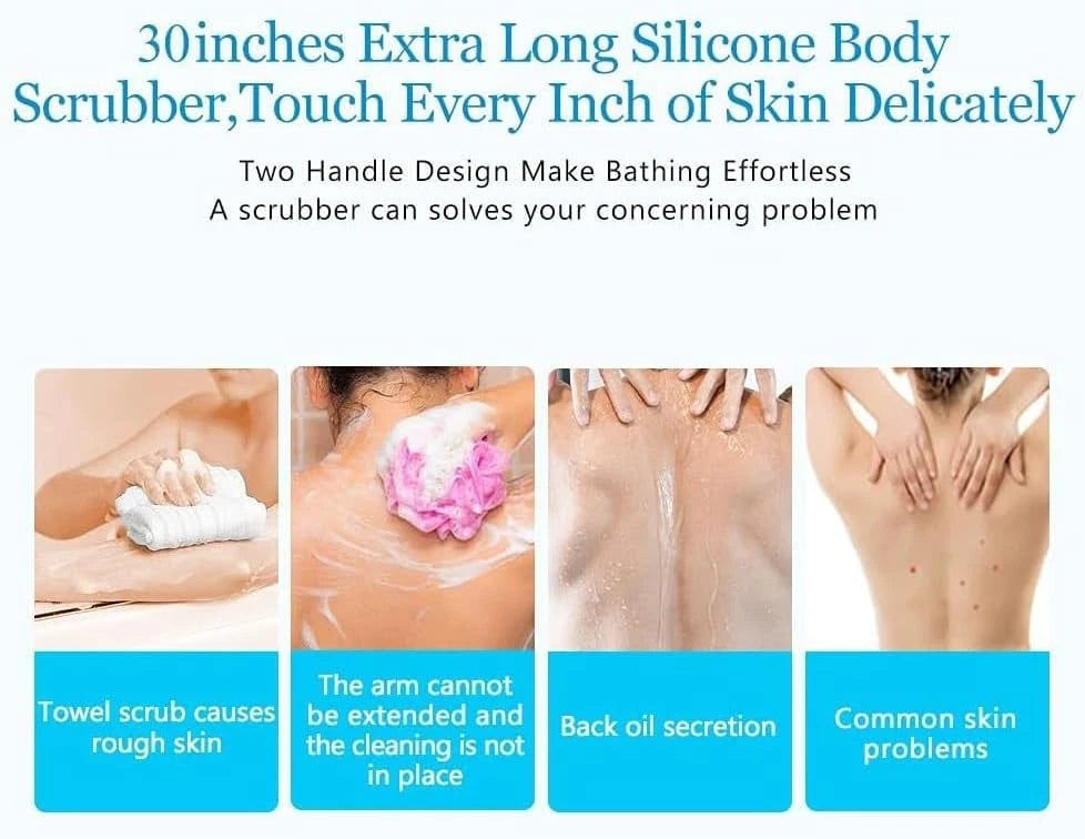 Inmorven Exfoliating Back Scrubber for Shower with Handles, 30 Inch Double-Sided