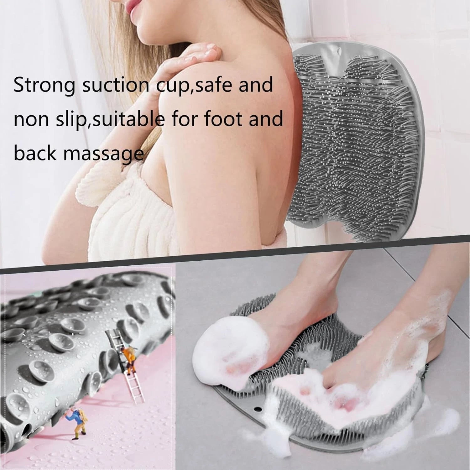 Silicone Foot Back Scrubber Exfoliating Massager Pad Cleaning Mat Bath Shower