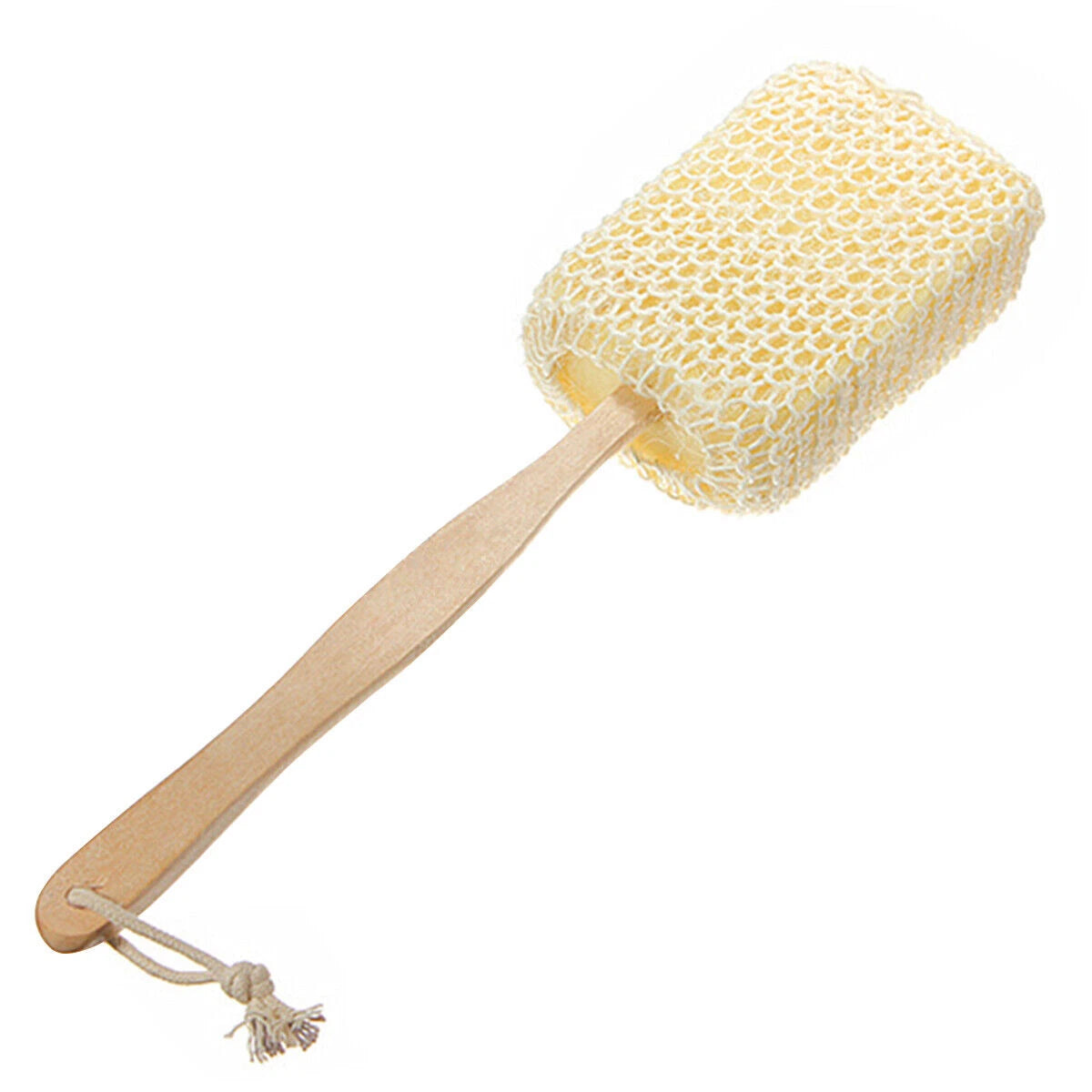 Sisal Brush Long Handled Wooden Loofah Back Scrubber Spa Body Sponge Shower Bath