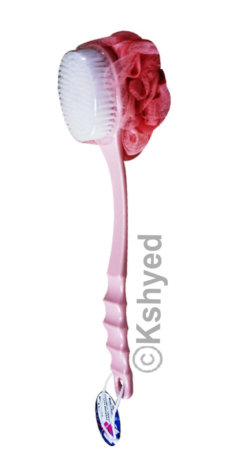 Bath Body Brush Soft Bristles & Loofah Back Scrubber Plastic Handle (1 Pack) New