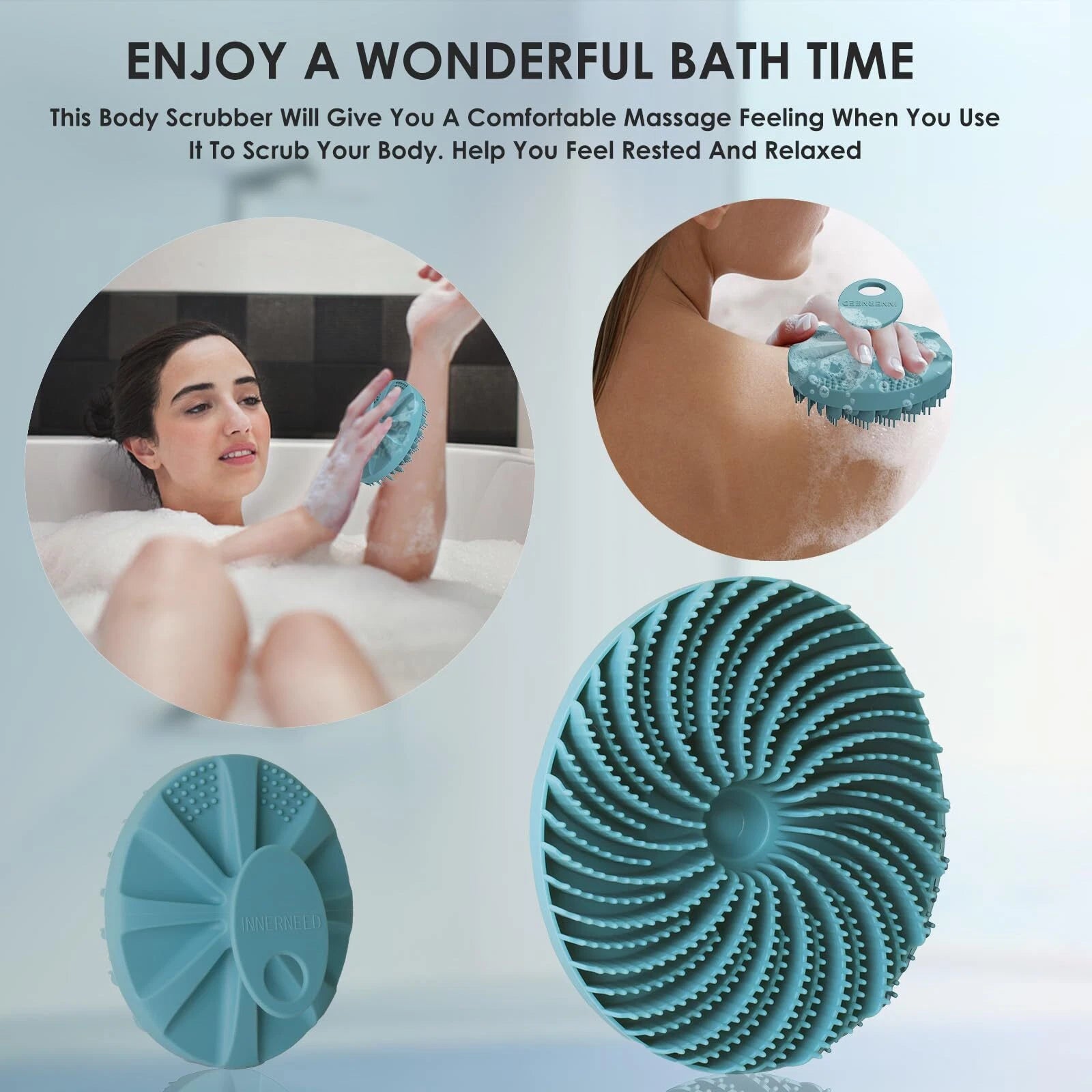 Foodgrade Silicone Body Scrubber Bath Shower Cleansing Brush Gentle Exfoliating