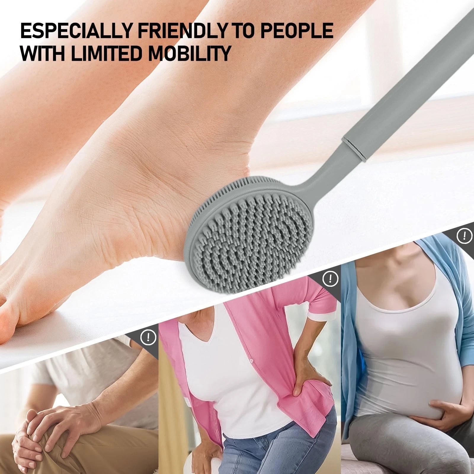 Back Scrubber for Shower, (16-24 Inch) Extendable Bath Brush Long Handle for ...