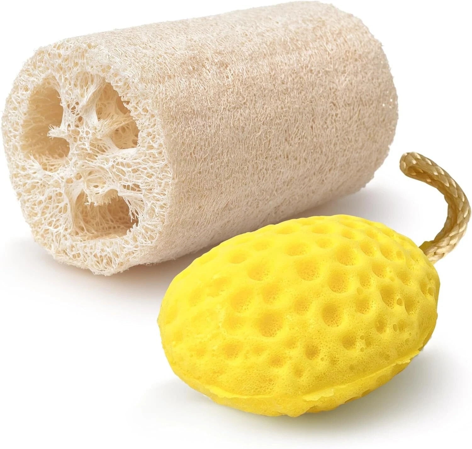 SereneLife 4" Natural Loofah Exfoliating Body Sponge Scrubber in Bath Spa Shower