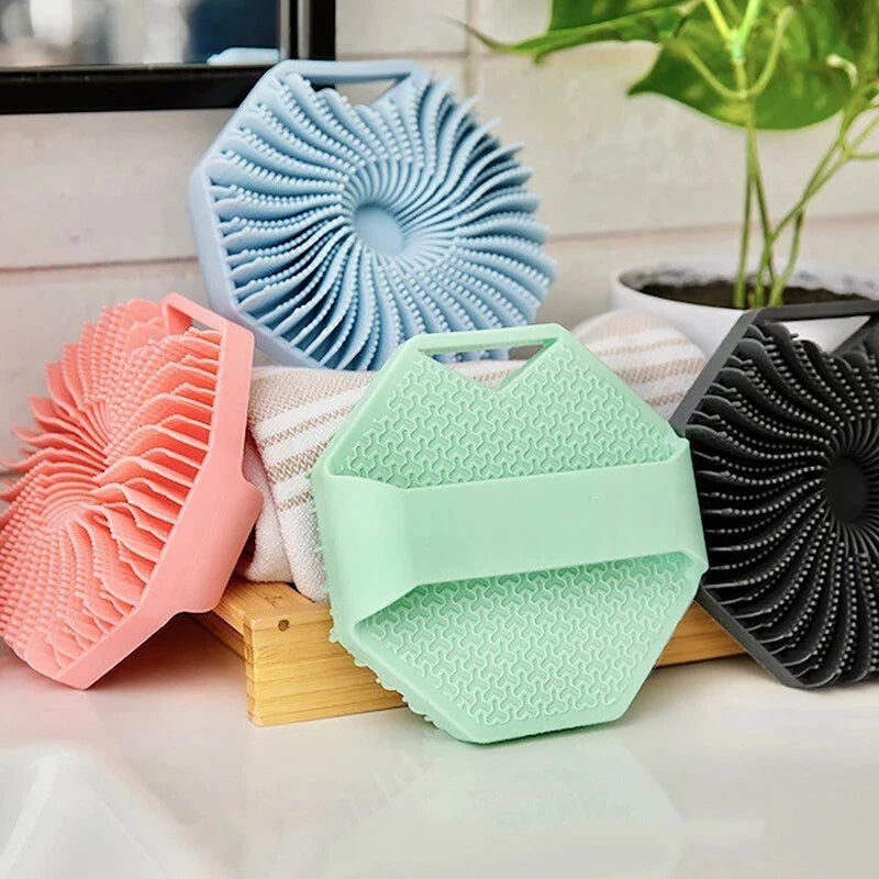 2 in 1 Body Shower Scrubber Wash Exfoliator Brush Scalp Silicone Massager