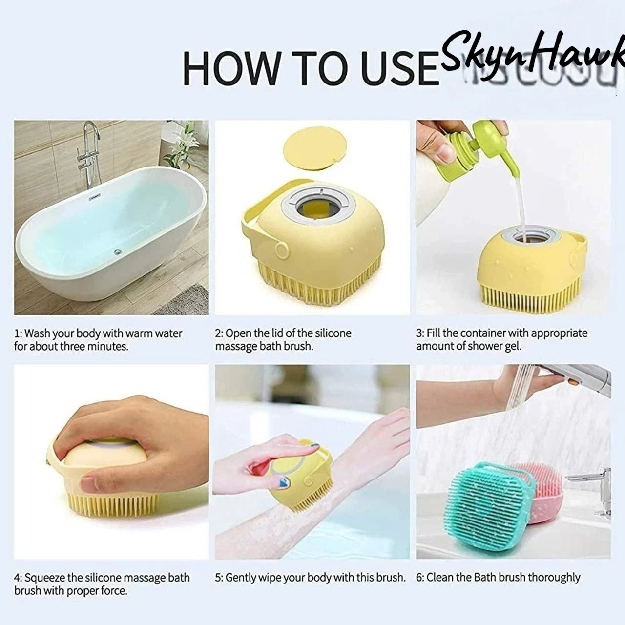 Silicon Massage Bath Brush Hair Scalp Bathing Brush For Cleaning Body Pack of 3