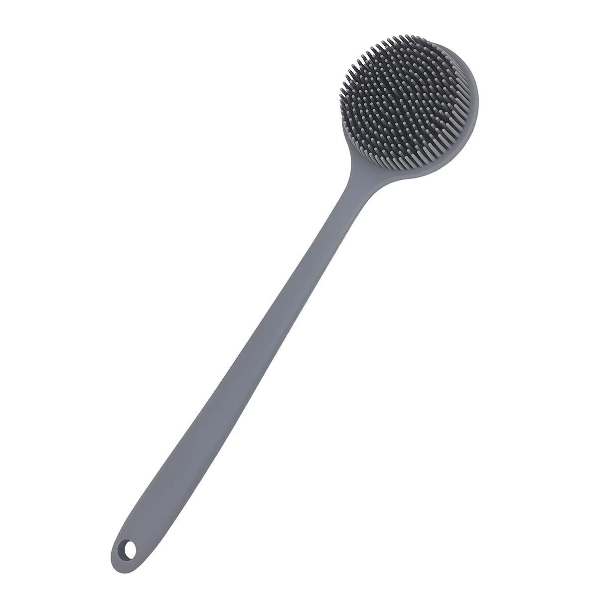 DNC Silicone Back Scrubber for Shower Bath Body Brush with Long Handle (Gray)