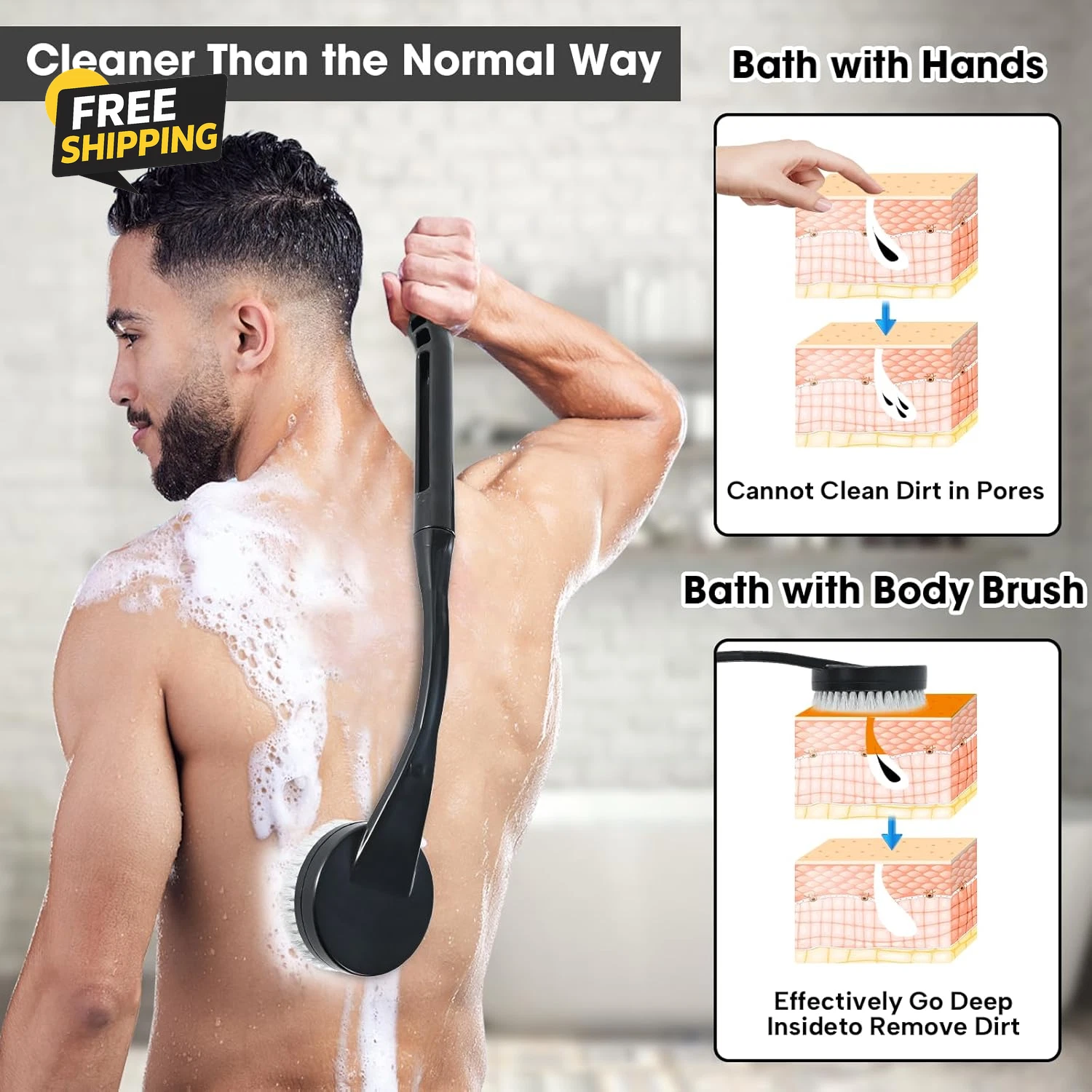 Back Scrubber for Shower,20.5" Bath Brush Long Handle for Deep Clean