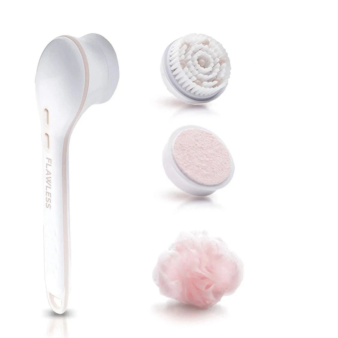Finishing Touch Flawless Cleanse Spa Spinning Body Brush and Shower Wand 3 Heads