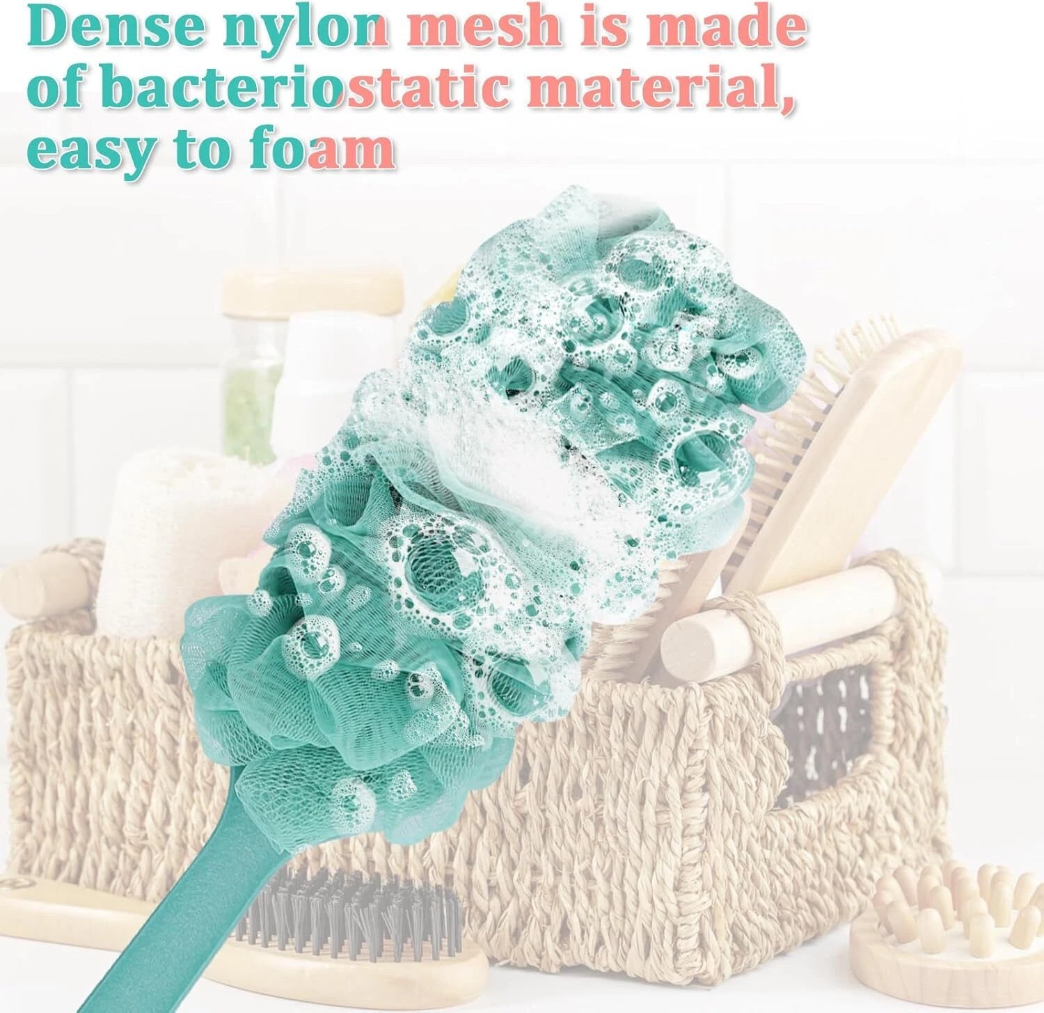 Bath Loofah Sponge Brush Shower Long Handle Back Scrubber Bathing Accessories