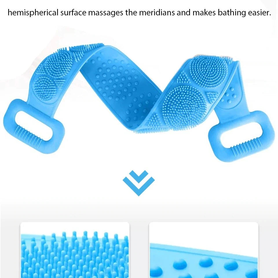 Body Cleaning Double Sided Back Scrubber Bath Shower Silicone Spa Brush Tool UK