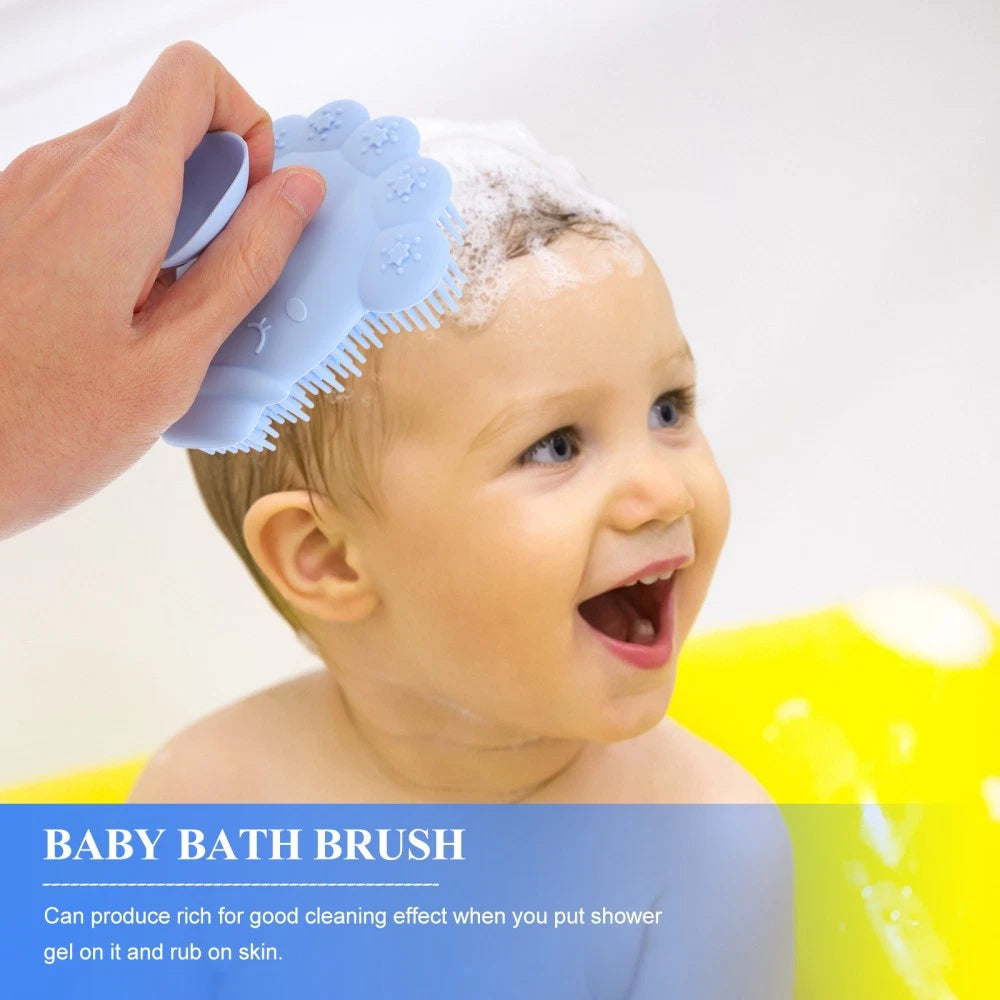 Infant Bath Brush Baby Bathing Scrubber Silicone Infant Shower Brush Bath Brush