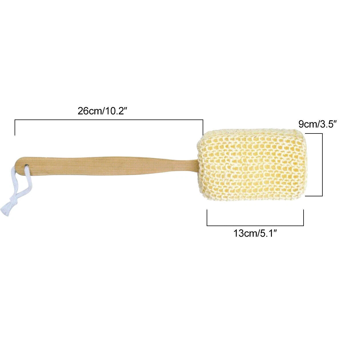 Sisal Brush Long Handled Wooden Loofah Back Scrubber Spa Body Sponge Shower Bath