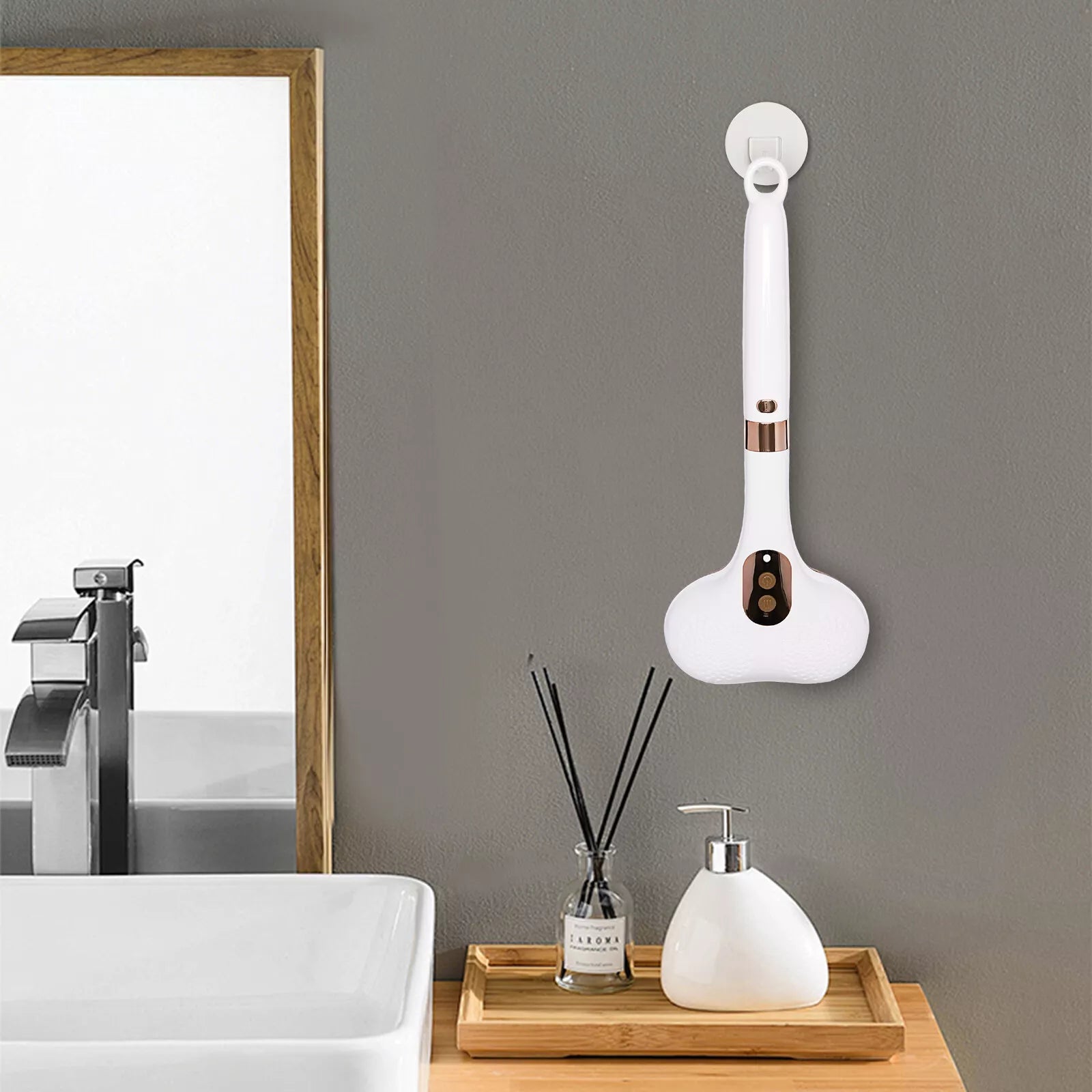 Double Head Electric Bath Brush Body Shower Brush Long Handle Back Massage Clean