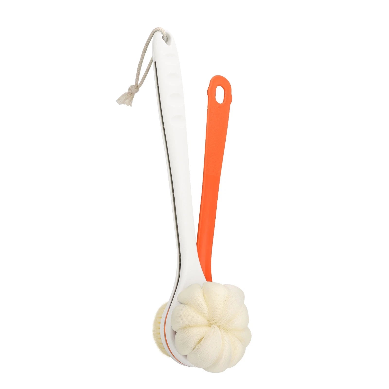 2-in-1 Long Handle Bath Brush 360° Extendable Soft Bristle Back Shower Scrubber