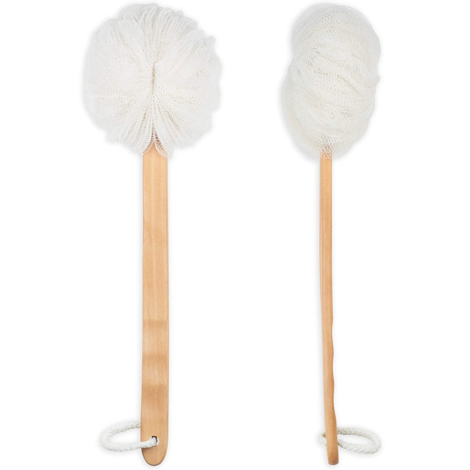 Bath Sponge With Wooden Handle Shower Loofah Brush Back Cleaning Scrubber Long C