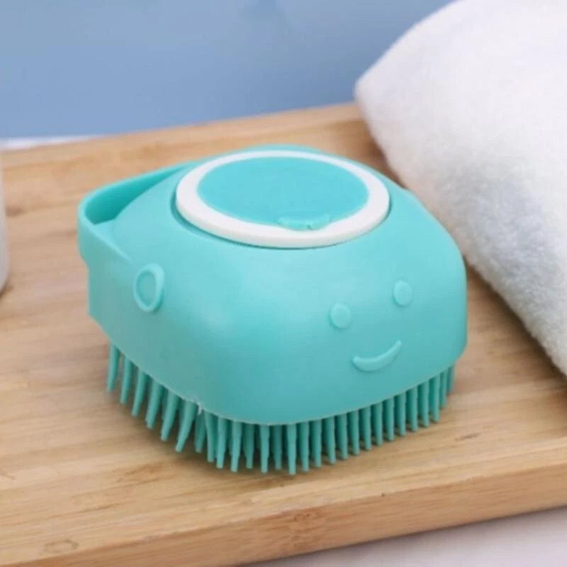 Pet Bath Brush, Silicone Pet Bath Massage Brush, Shampoo Dispenser Shower Brush