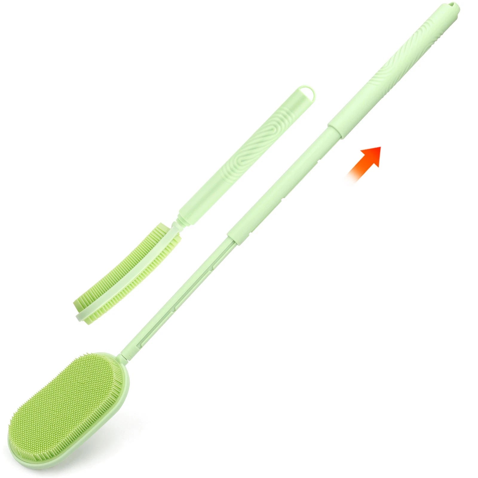 Telescopic Back Bath Scrubber Anti-Slip Silicone Body Brush, Adjustable Handle