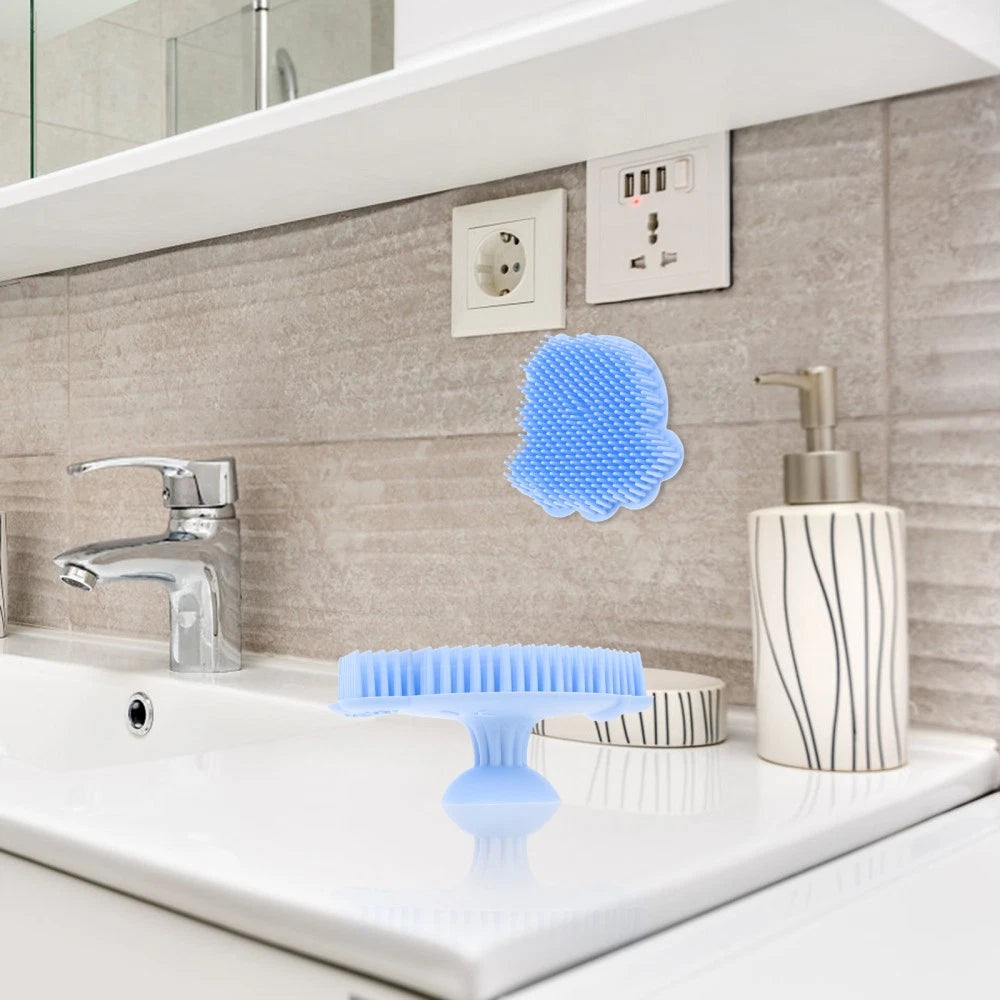 Infant Bath Brush Baby Bathing Scrubber Silicone Infant Shower Brush Bath Brush