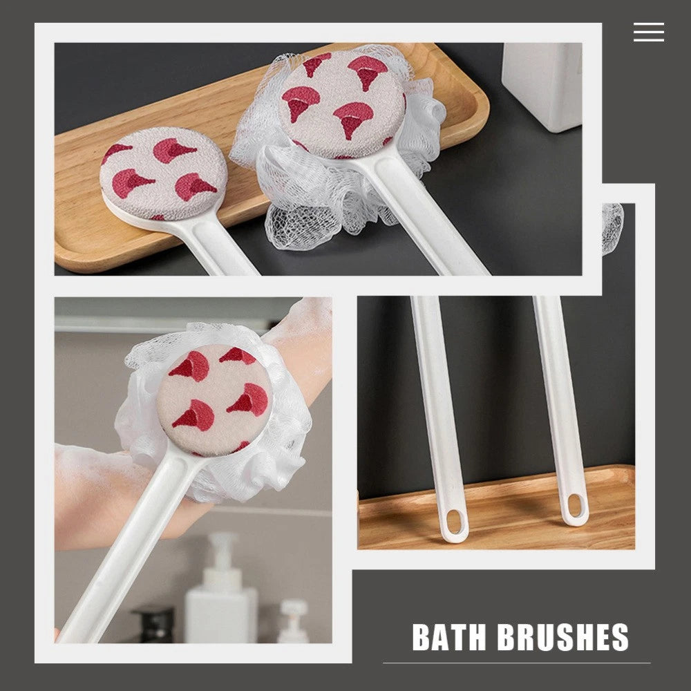 Shower Body Brush Double-side Long Handle Back Scrubber for Skin Exfoliating