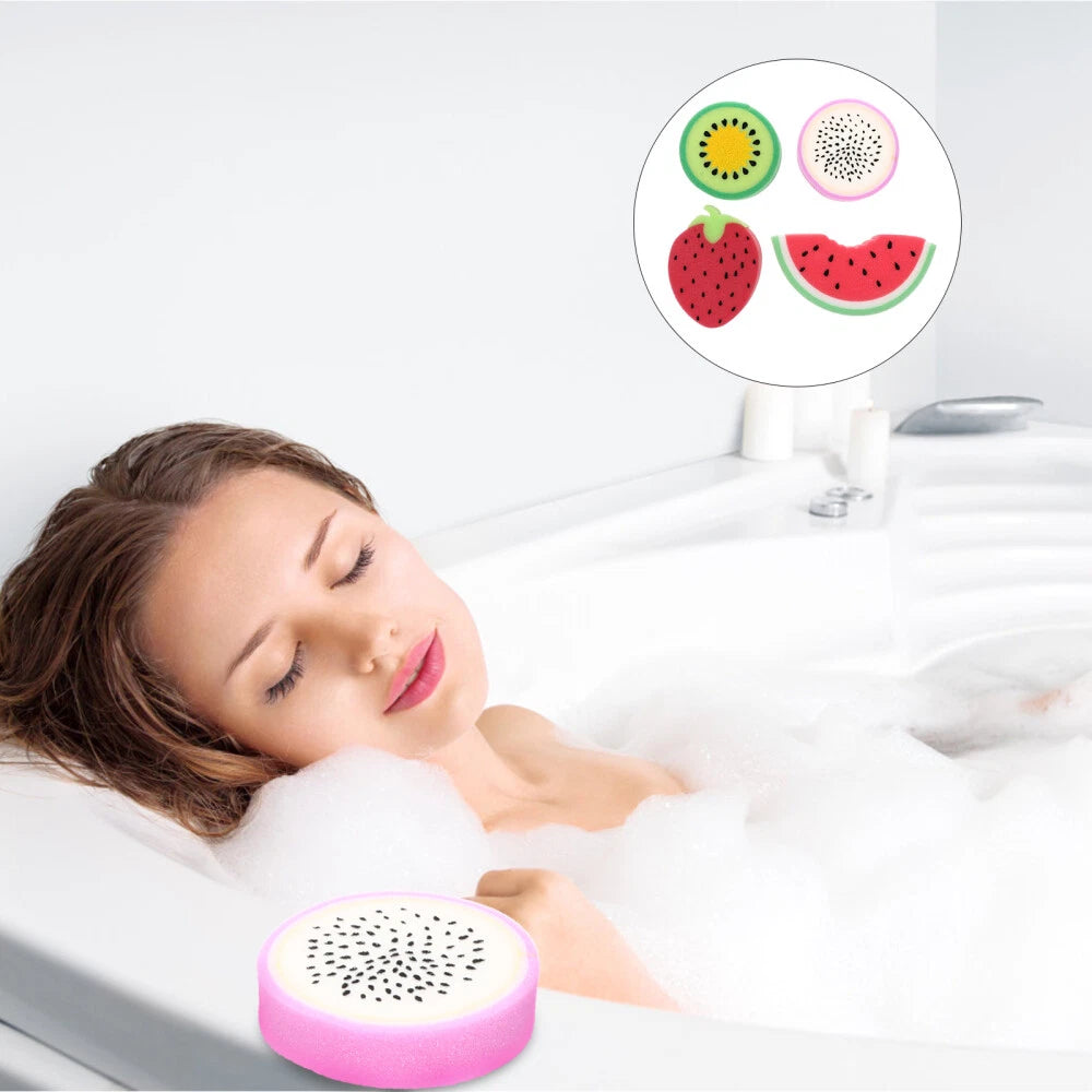 4 Pcs Kids Sponges for Bath Fruit Shaped Shower Colorful Watermelon Man Miss
