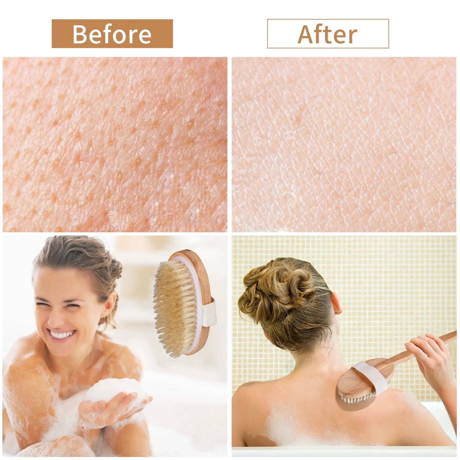 Premium Dry Skin Brush - Natural Bristle 9100738Bamboo Scrubber for Shower Use