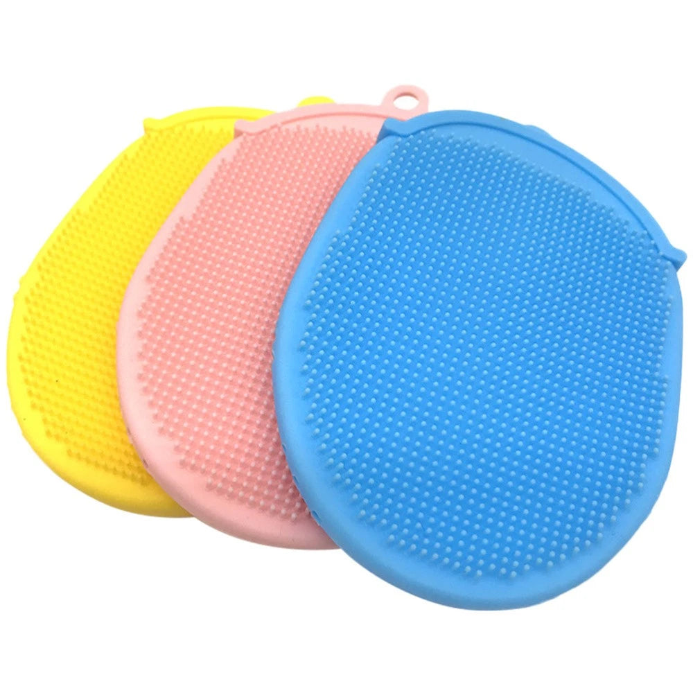 3 Pcs Bath Brush Double-sided Body Scrubbers Silicone Exfoliating