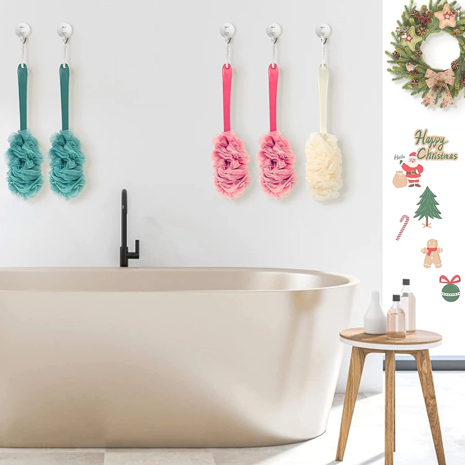 2Pack Back Scrubber for Shower, Loofah on a Stick as Shower Brush Exfoliating