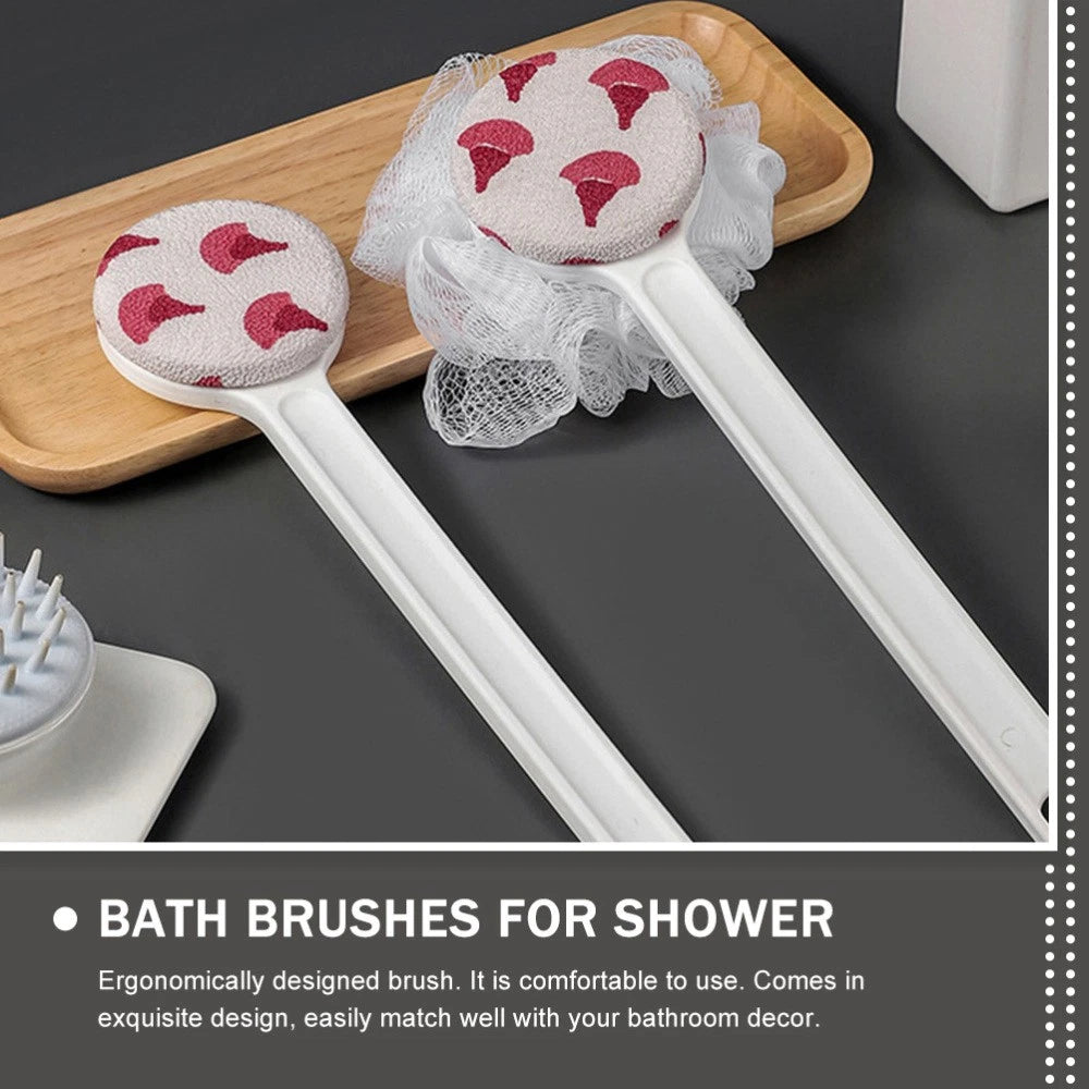 Shower Body Brush Double-side Long Handle Back Scrubber for Skin Exfoliating