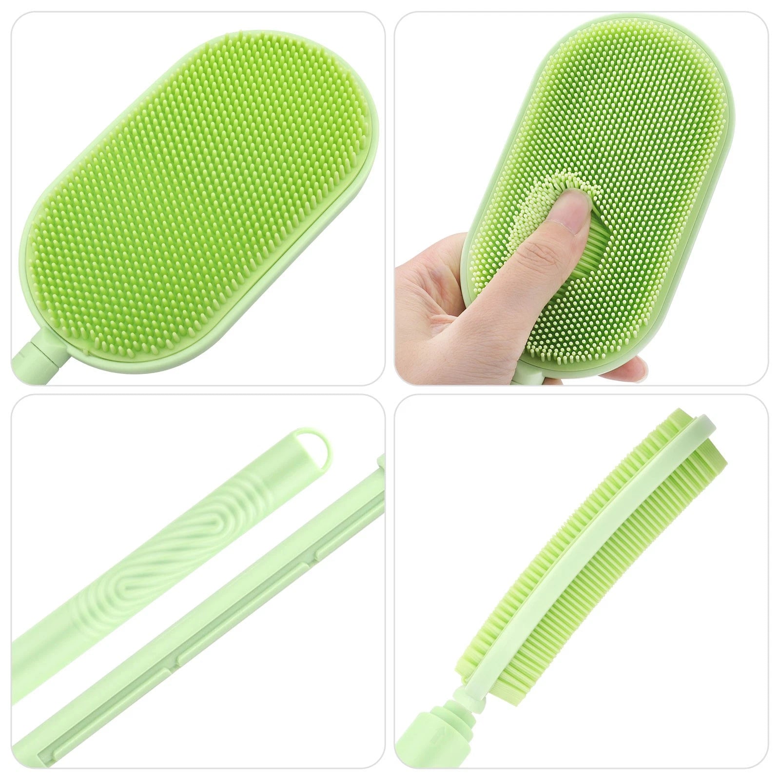 Telescopic Back Bath Scrubber Anti-Slip Silicone Body Brush, Adjustable Handle