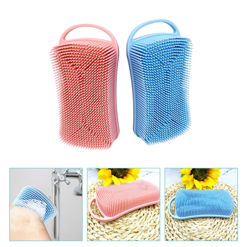 2 Pcs Silicone Shampoo Brush Handheld Bath Exfoliating Shower Brushes