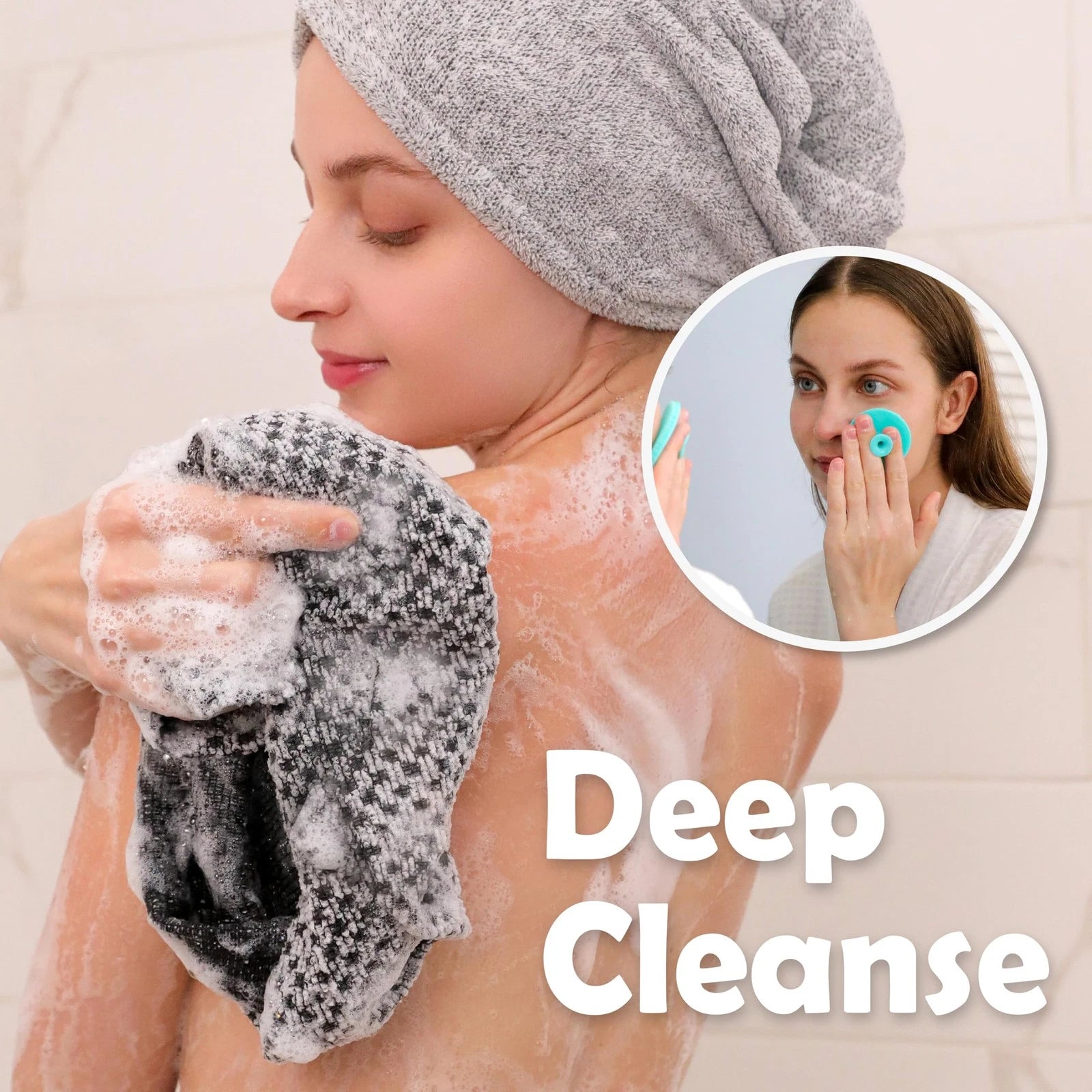 Extra Long Exfoliating Washcloth, Exfoliating Body Scrubber, Shower Towel, Lo...