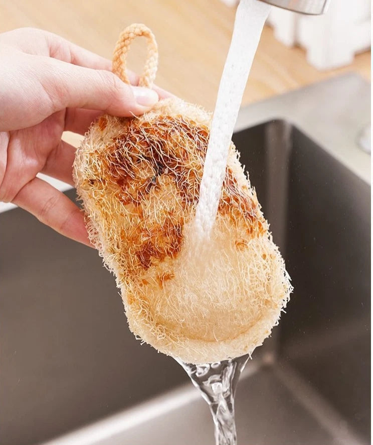 5pcs Natural Loofah Sponge Exfoliating Body Scrubber Shower Bath Spa Dishes Wash