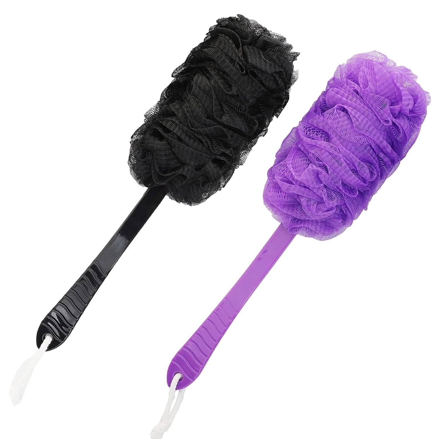 Back Scrubber Brush Long Handle for Shower, Loofah On a Stick Sponge Back Bru...