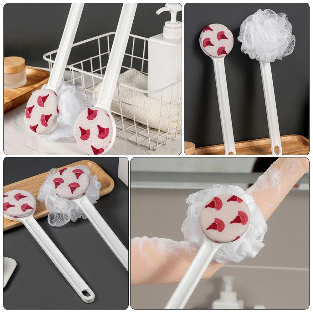 Shower Body Brush Double-side Long Handle Back Scrubber for Skin Exfoliating