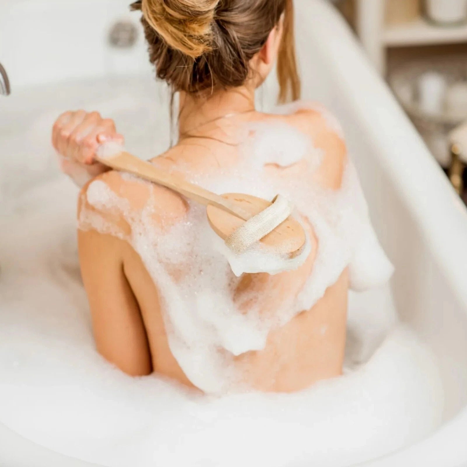 Premium Dry Skin Brush - Natural Bristle 9100738Bamboo Scrubber for Shower Use