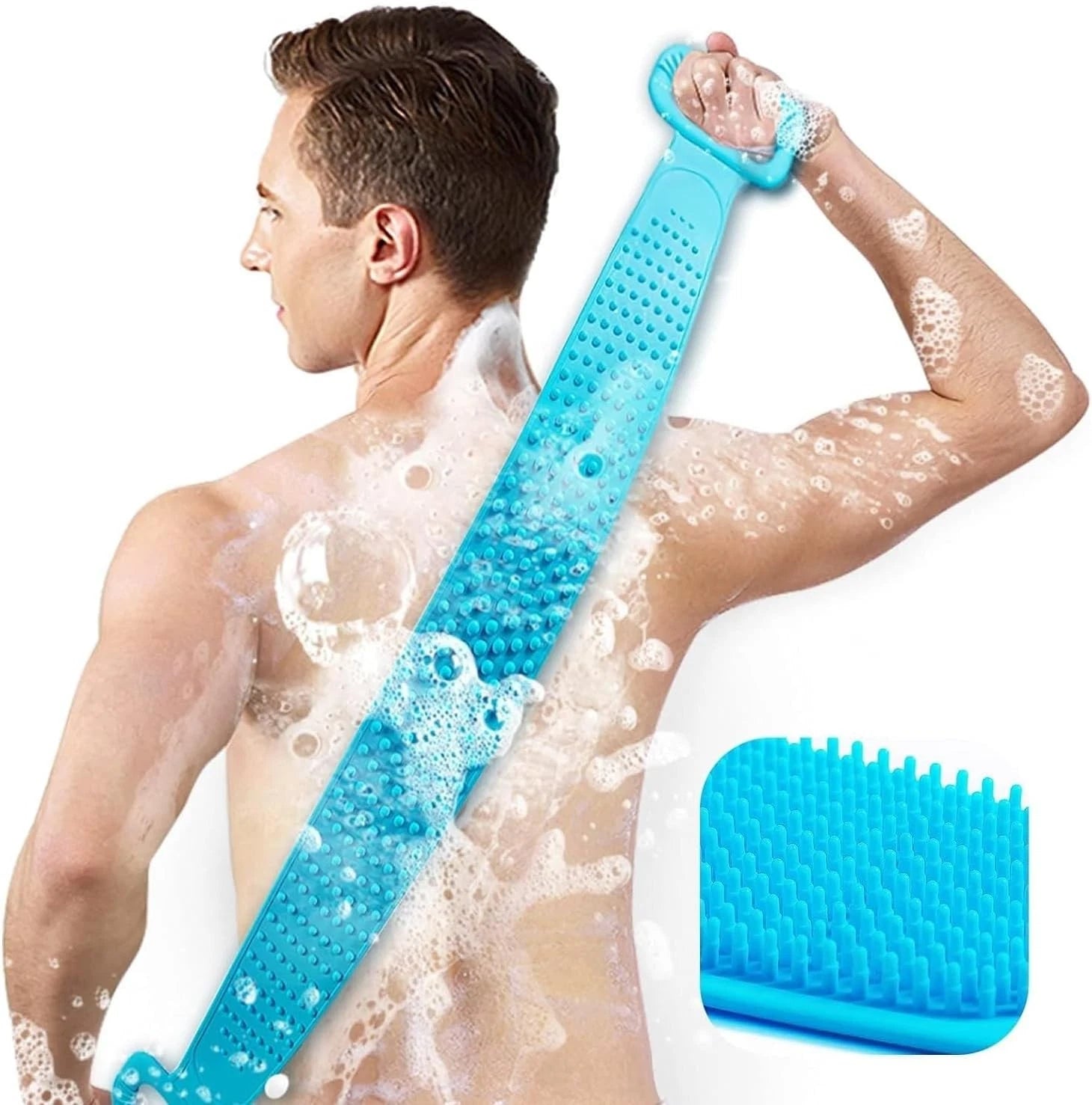 Inmorven Exfoliating Back Scrubber for Shower with Handles, 30 Inch Double-Sided