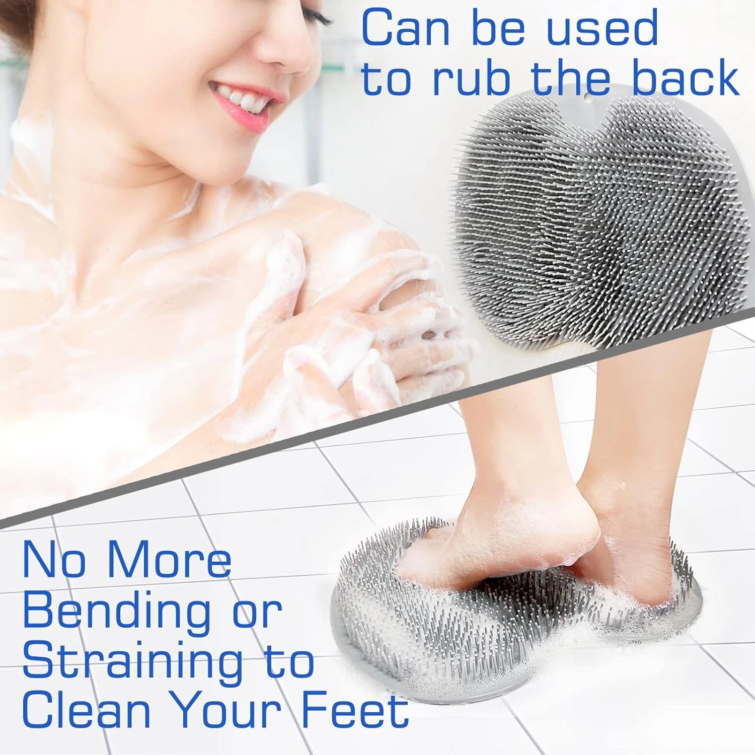 Shower Foot Scrubber Mat Back Washer Exfoliating Bath Wash Pad Wall Mounted